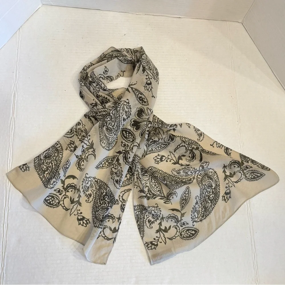 Jones New York 100% Silk Scarf Paisley 14” x 43